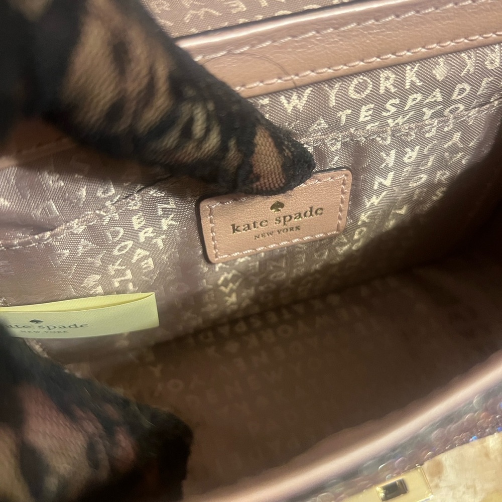 Kate Spade NWOT rose gold Glittery Pink Crossbody Bag - Picture 9 of 13